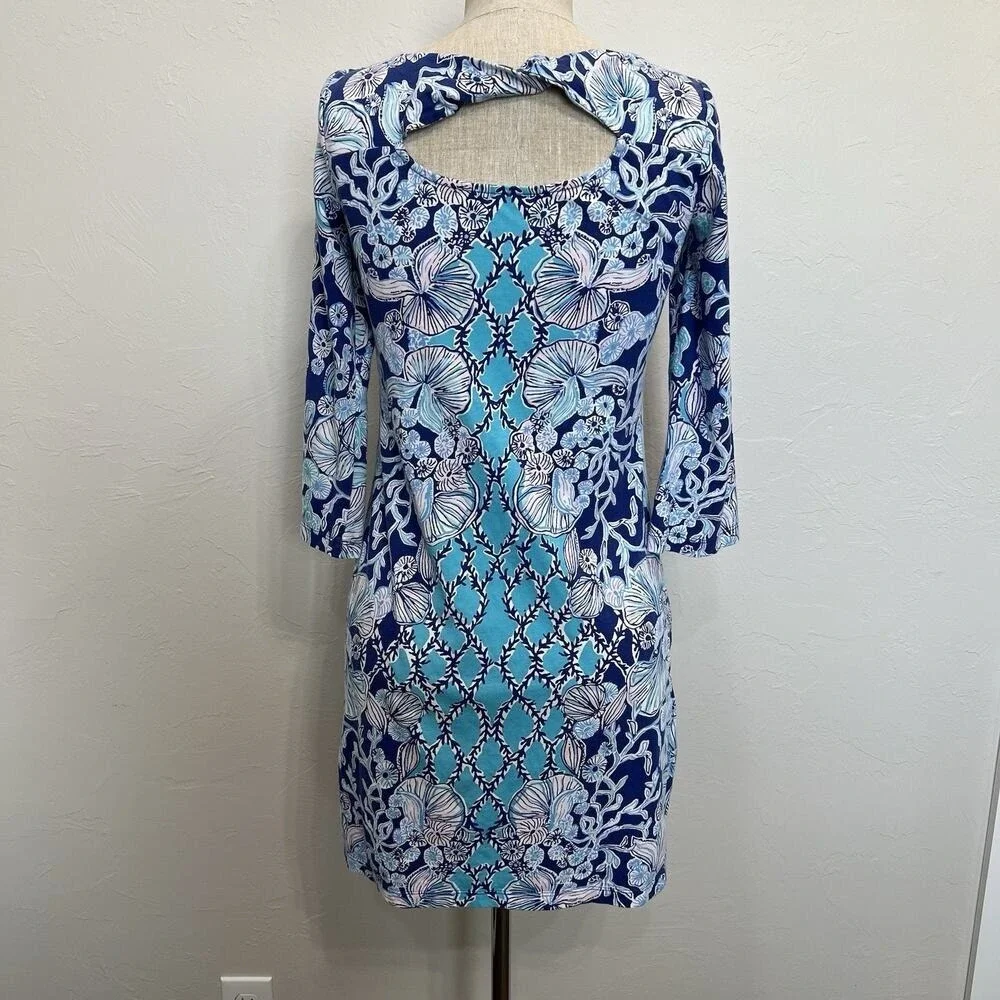 Lilly Pulitzer XS Bay Dress‎ Lapis Lazuli Your Biggest Fan Resort Blue Vacation